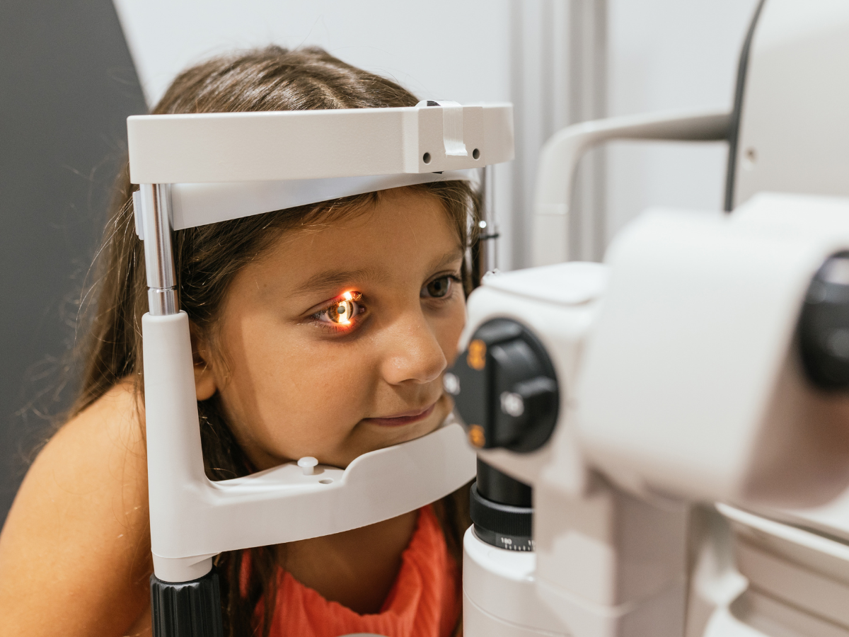 child getting eye exam